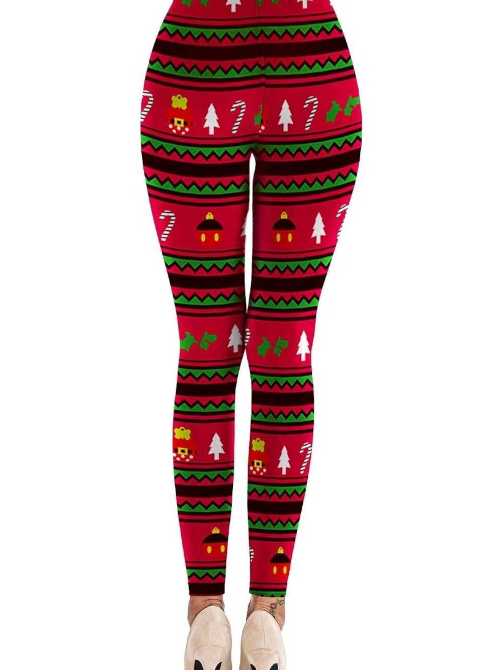 Women's Red Holiday Print Leggings
